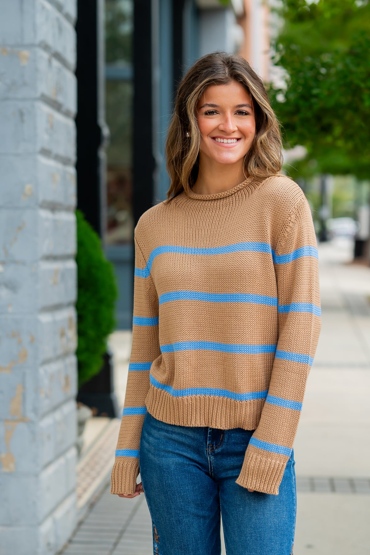Mavis Stripe Sweater-Camel
