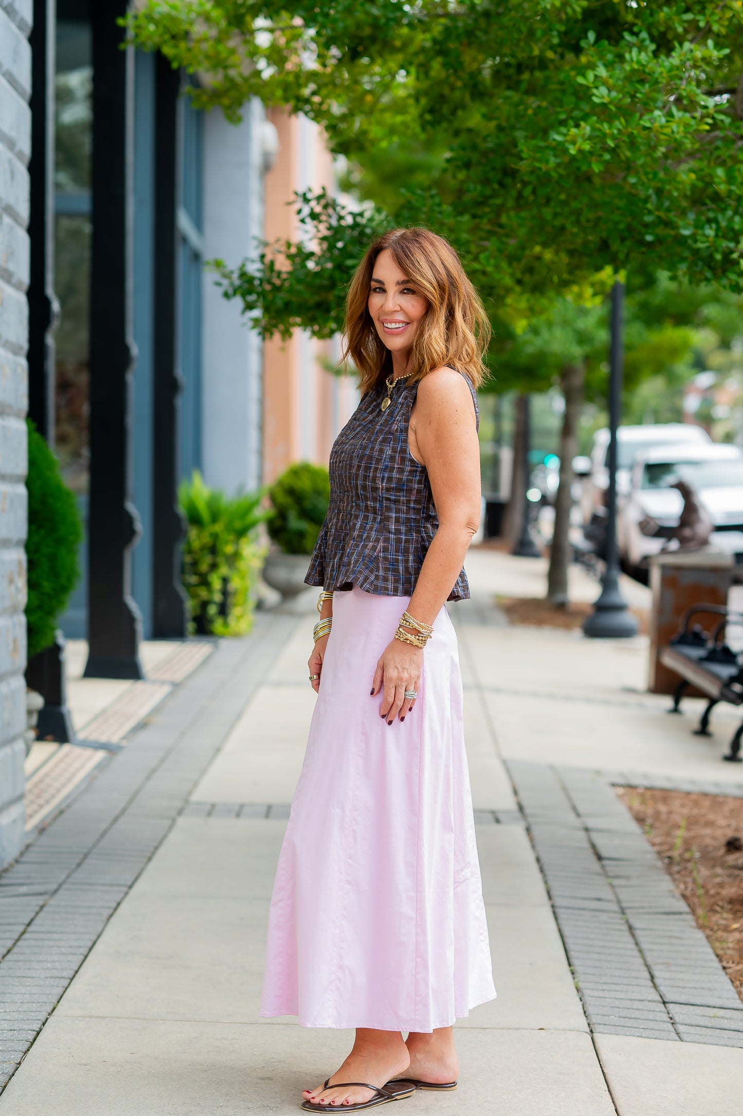 Griffin Plaid Peplum Top