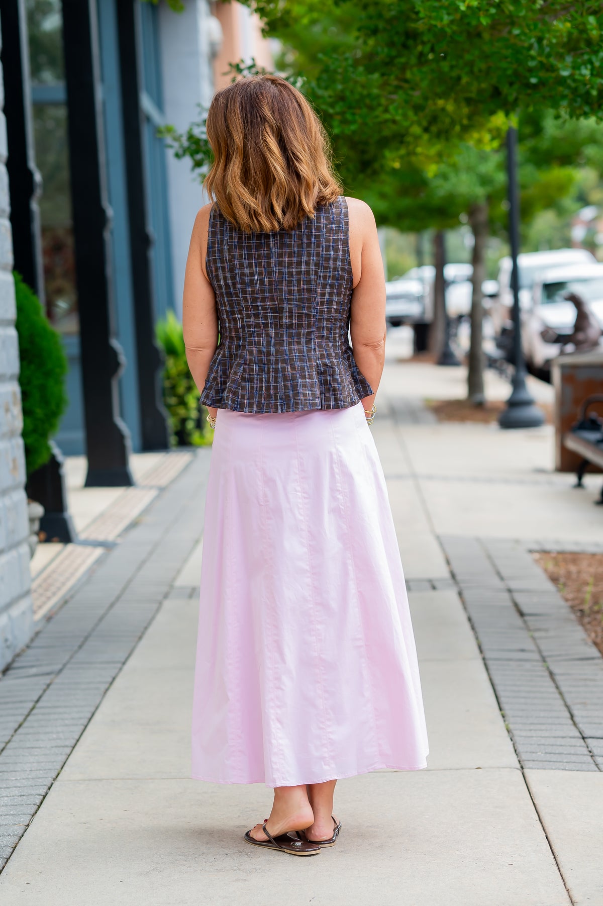Griffin Plaid Peplum Top