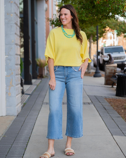 Charlotte Dolman Sleeve Sweater-Yellow