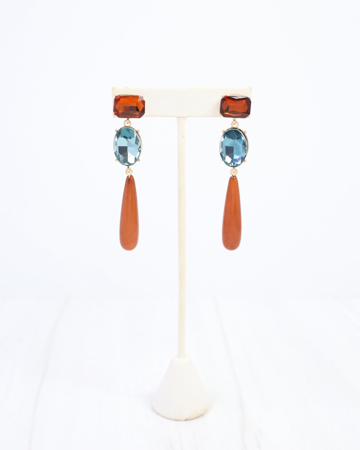 Leona Crystal Dangle Earring Brown