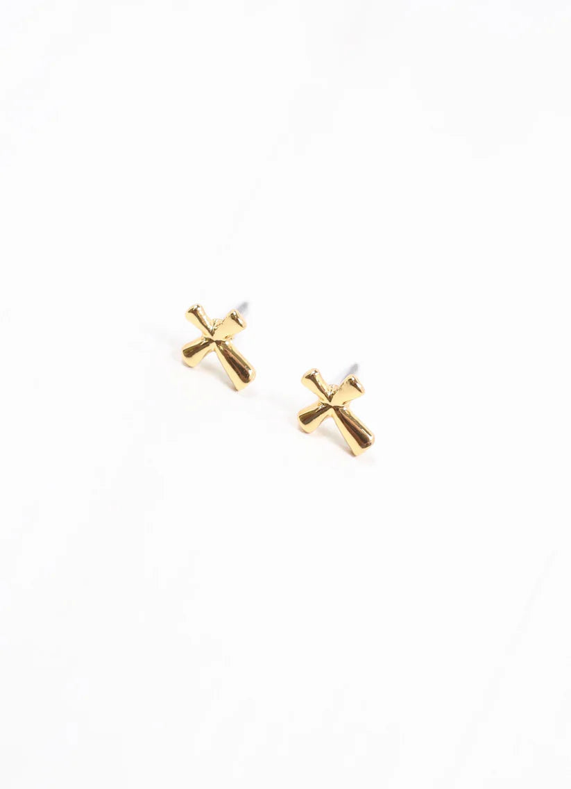 Anmore Cross Stud Earring Gold