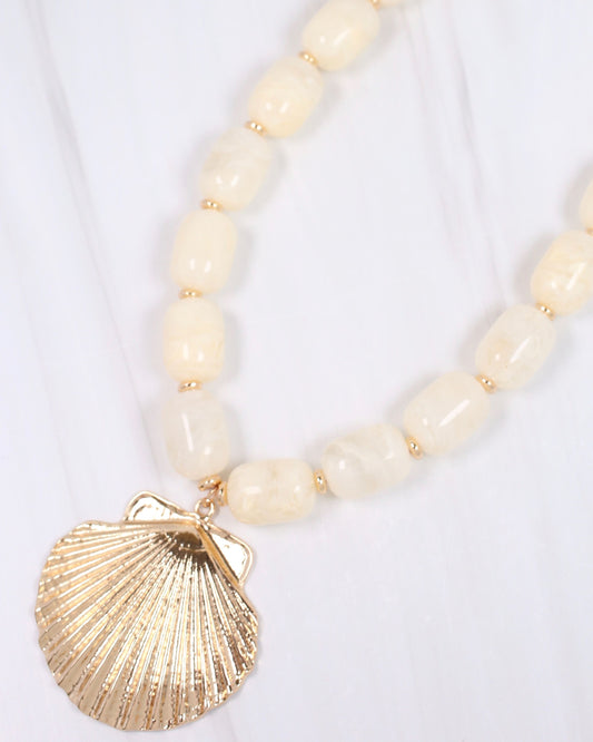 Bega Marble Beaded Shell Necklace Ivory