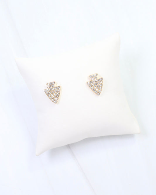 Pave Arrowhead Stud Earring Gold