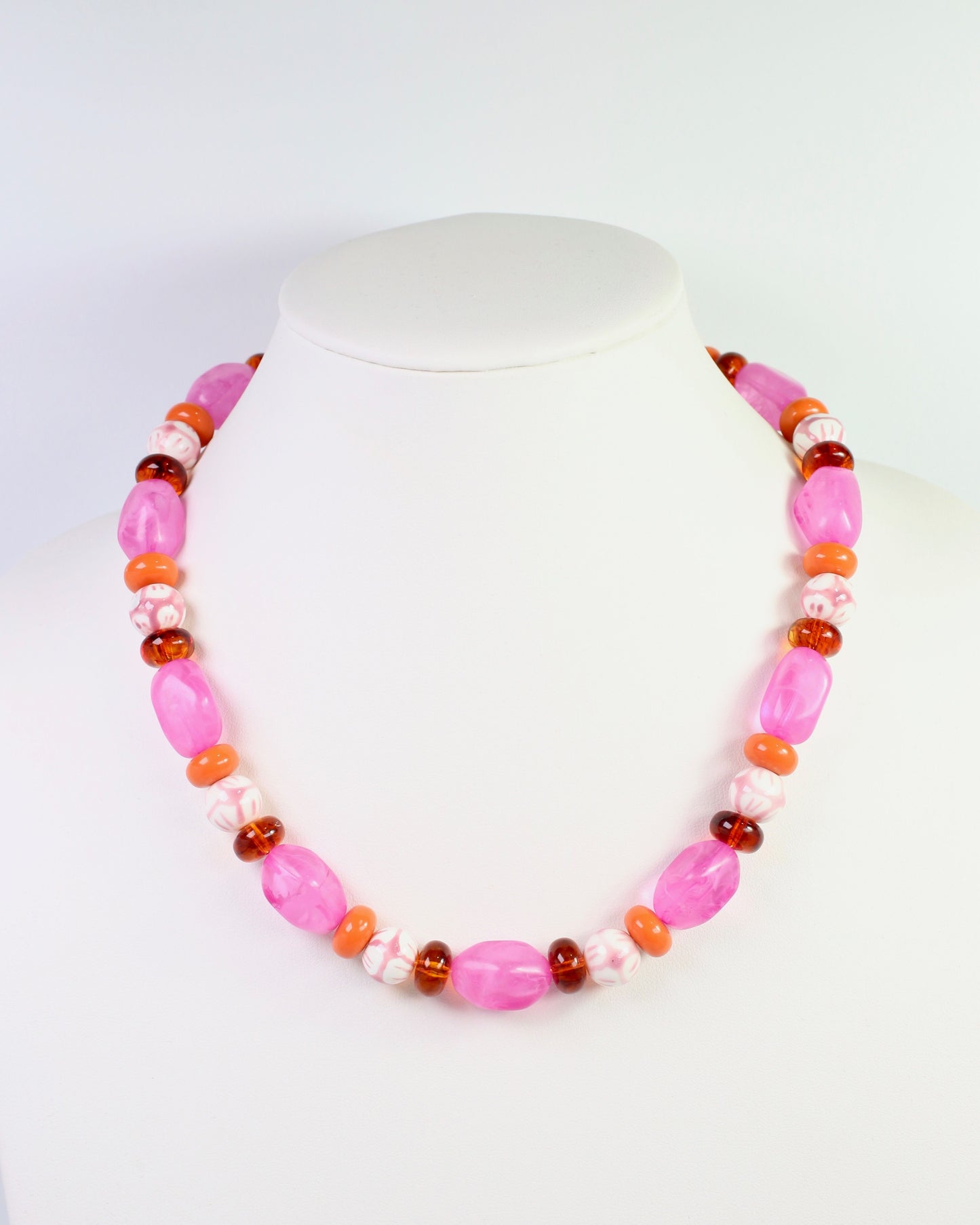Sedalia Mixed Beaded Necklace Fuchsia