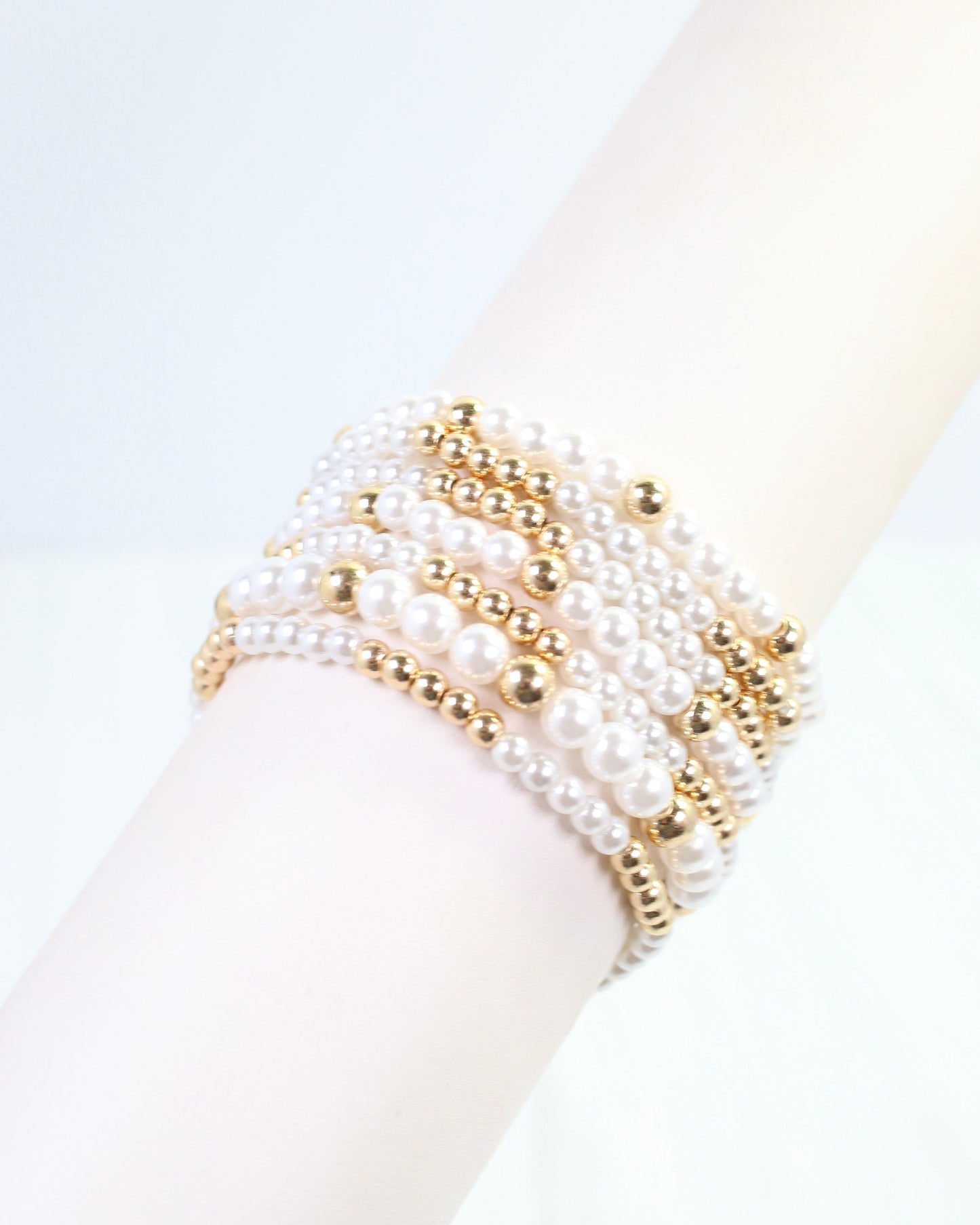 Camila Beaded Pearl Bracelet Set Gold