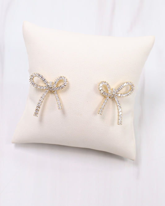 Calla Crystal Bow Stud Gold