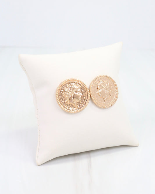 Forbes Coin Stud Earring Worn Gold