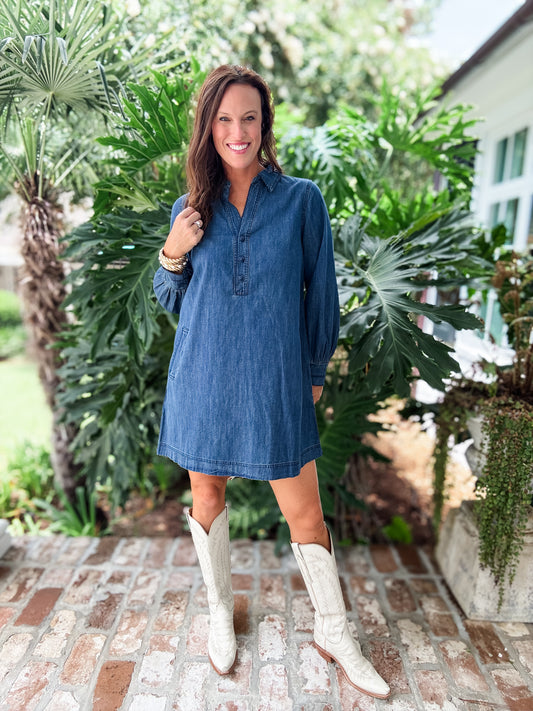 Mindy Denim Dress with Pockets