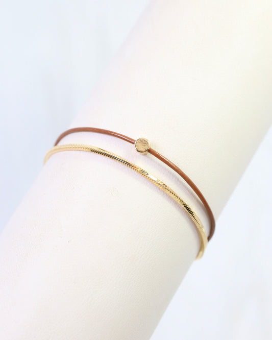 Paula Cord and Chain Bracelet Brown