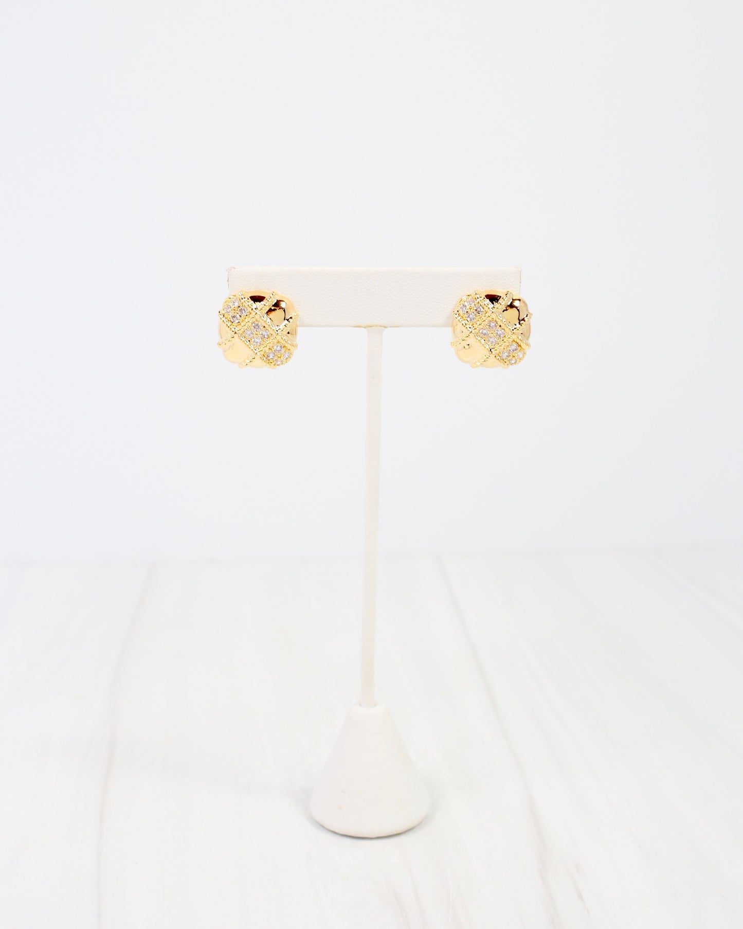 Abbeville CZ Embellished Stud Earring Gold