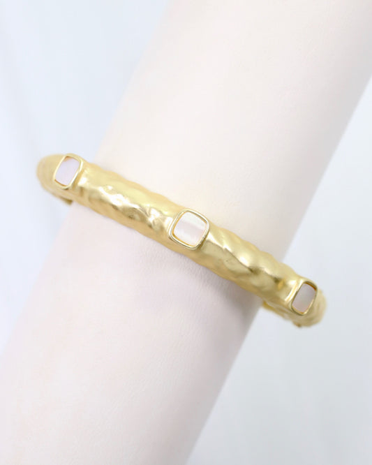 Cosette Hammered Bangle Bracelet Mother Of Pearl