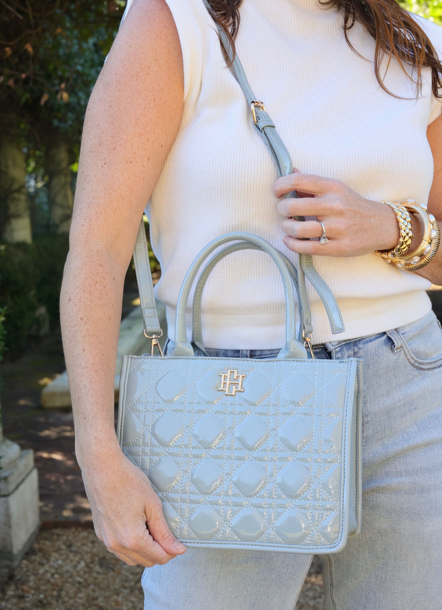 Ricky Mini Tote Dusty Blue Patent LQ