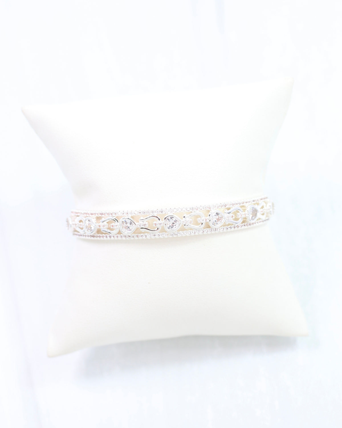 Rayna Horsebit CZ Bangle Bracelet WR Silver