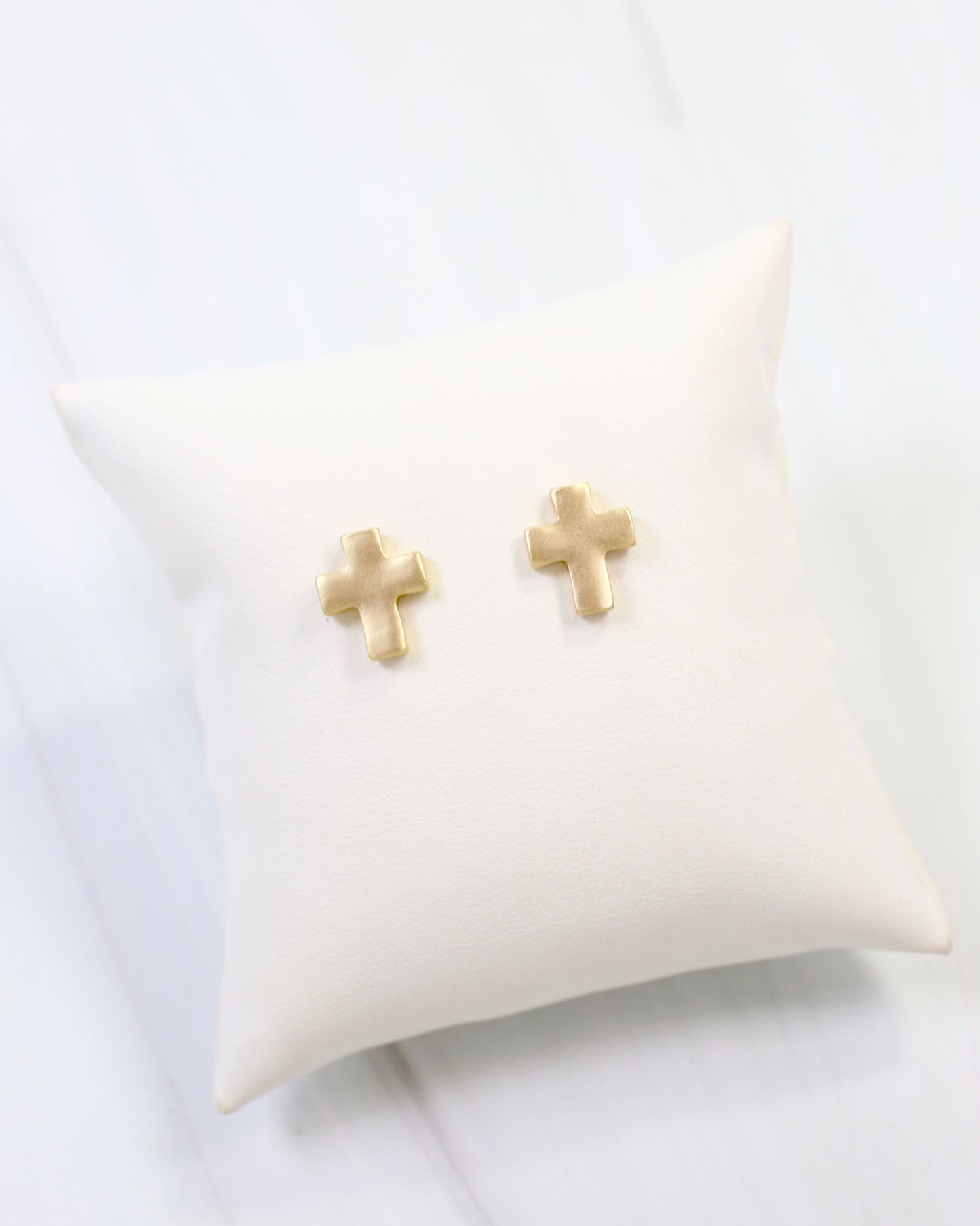 Warren Cross Stud Earring Worn Gold