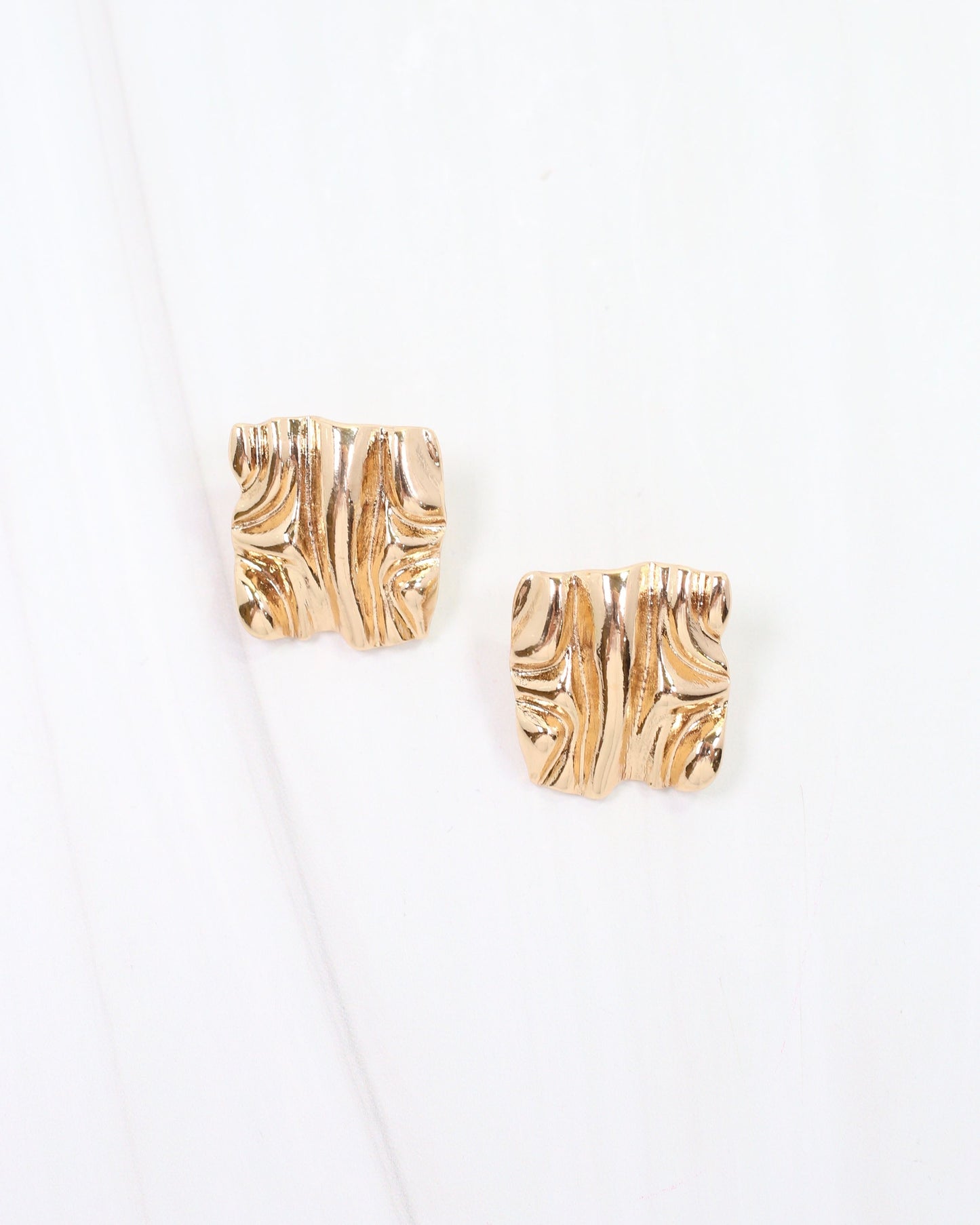 Claremore Textured Square Post Earring Gold
