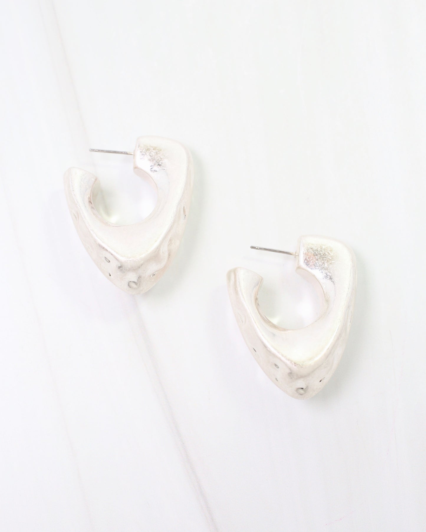 Kaylee Hammered Hoop Worn Silver
