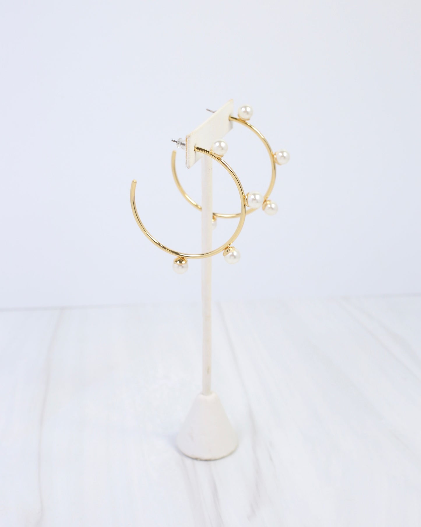 Welles Pearl Embellished Hoop Earring Gold