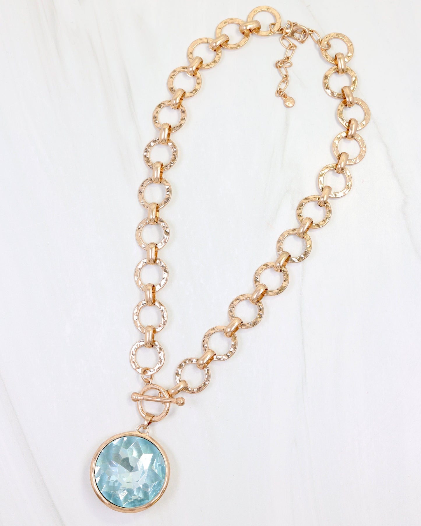 Palace Crystal Pendant Necklace Light Aqua