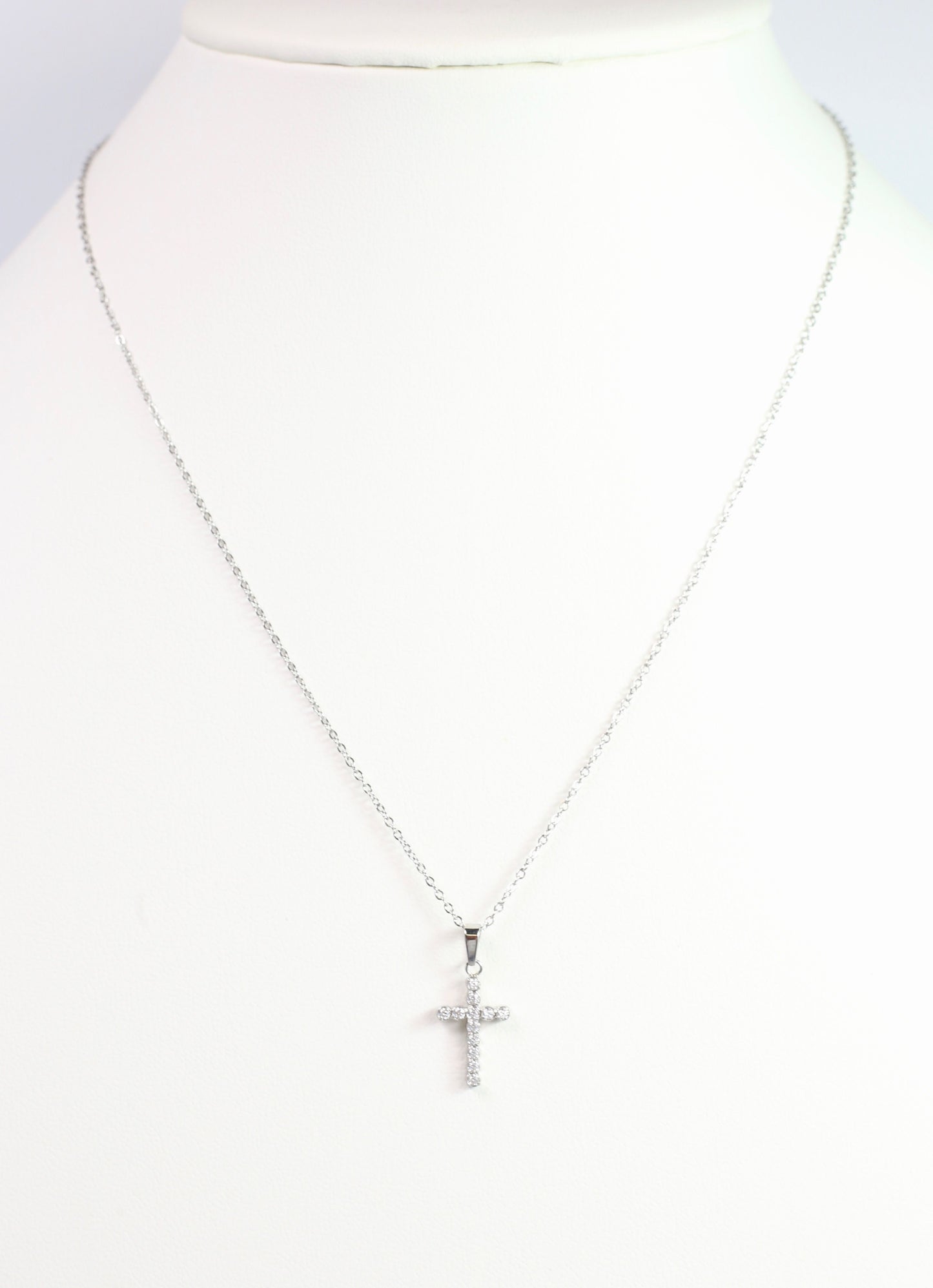 Jamey CZ Cross Necklace Silver