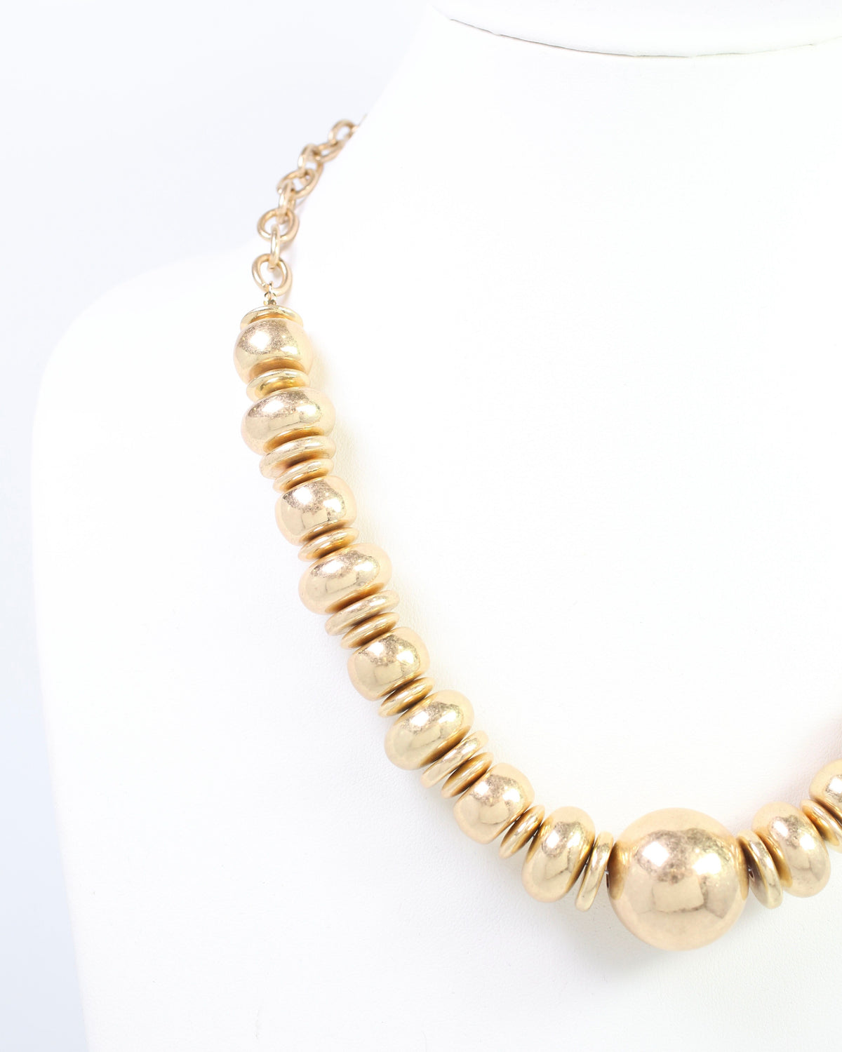 Aileen Disc and Bead Necklace Worn Gold
