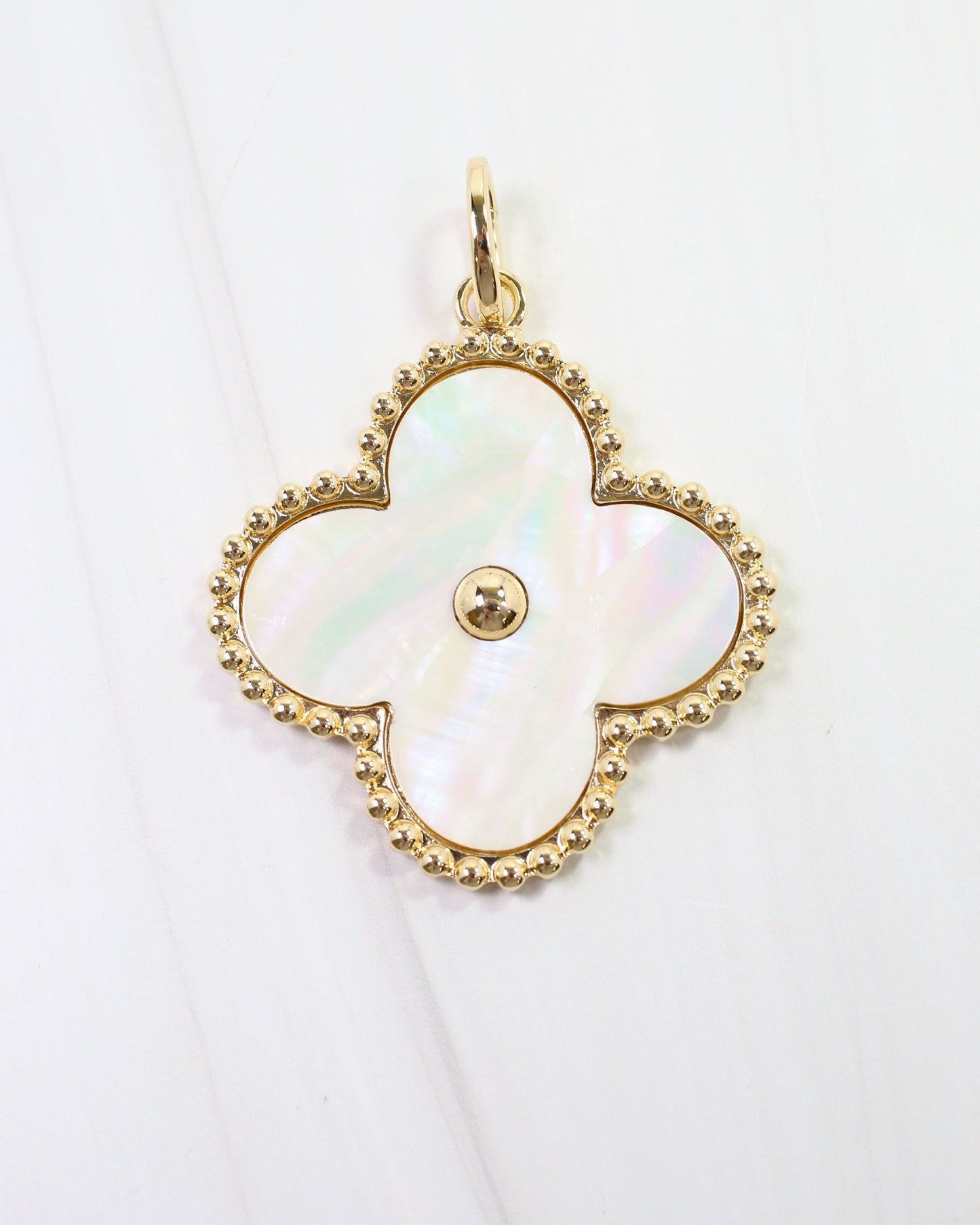 Gina Large Clover Charm Mother Of Pearl
