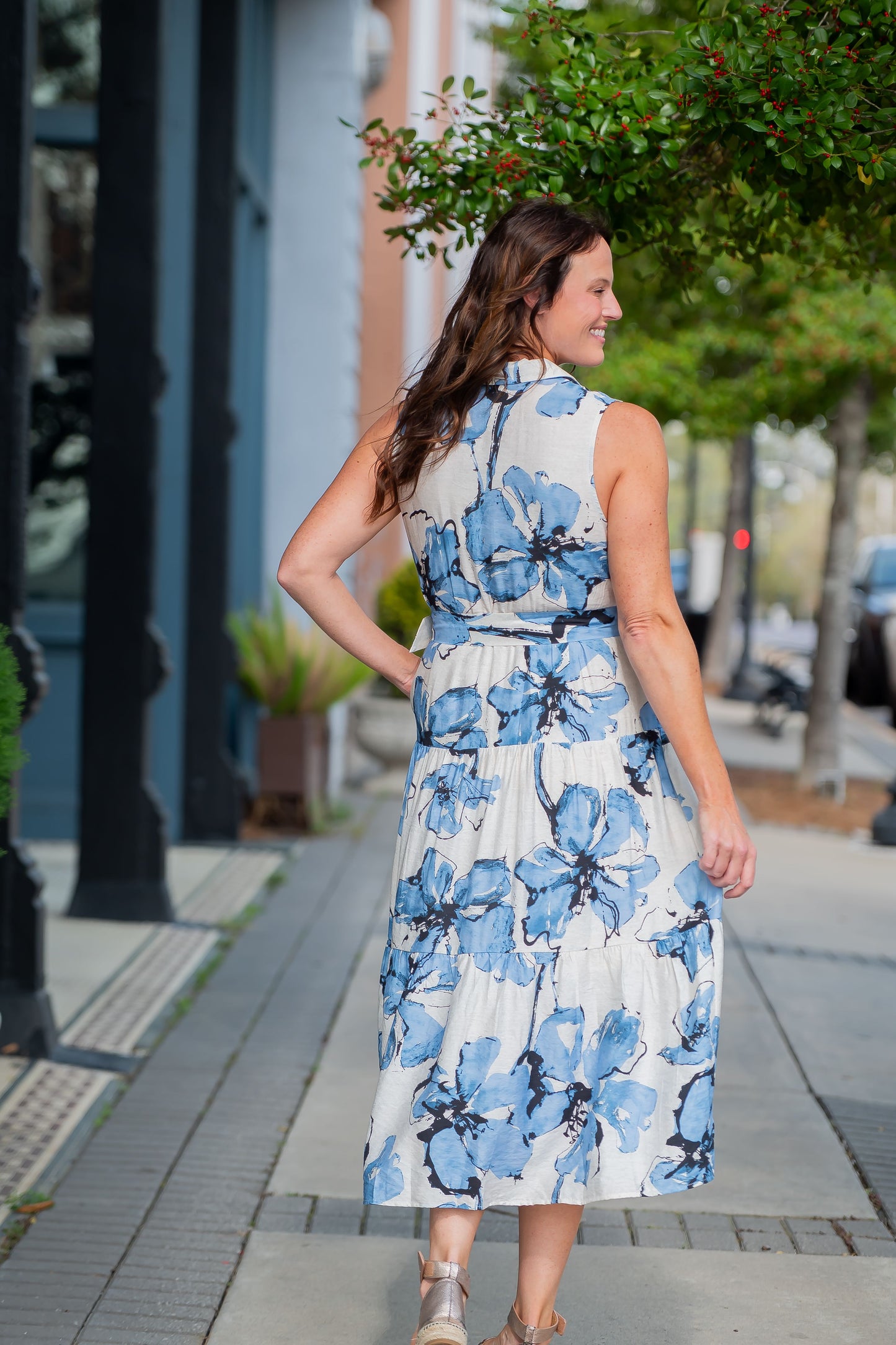 Dubois Floral Sleeveless Belted Dress