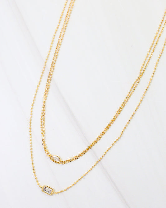 Hastings CZ Layered Necklace Gold