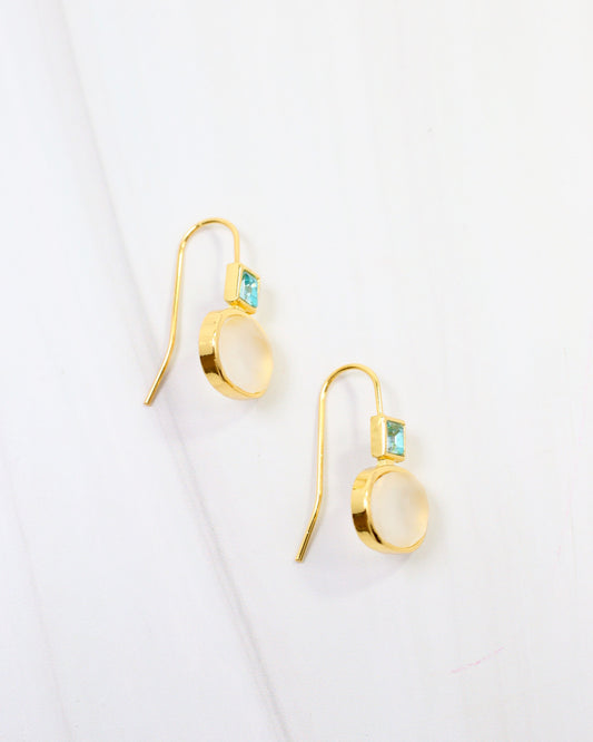 Oceane Seaglass Fish Hook Earring Aqua