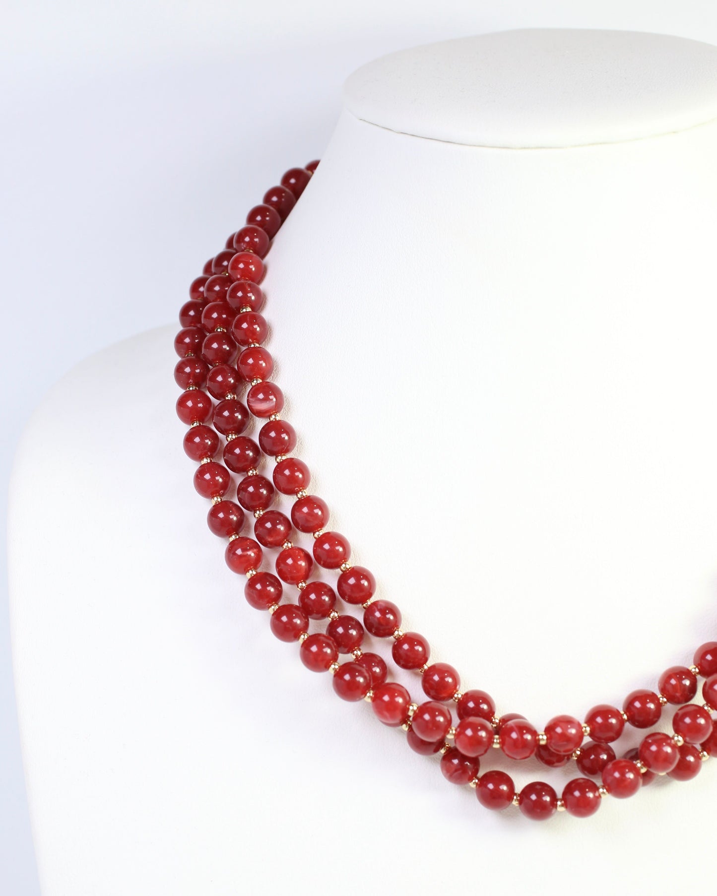 Brinley Beaded Layered Necklace Burgundy