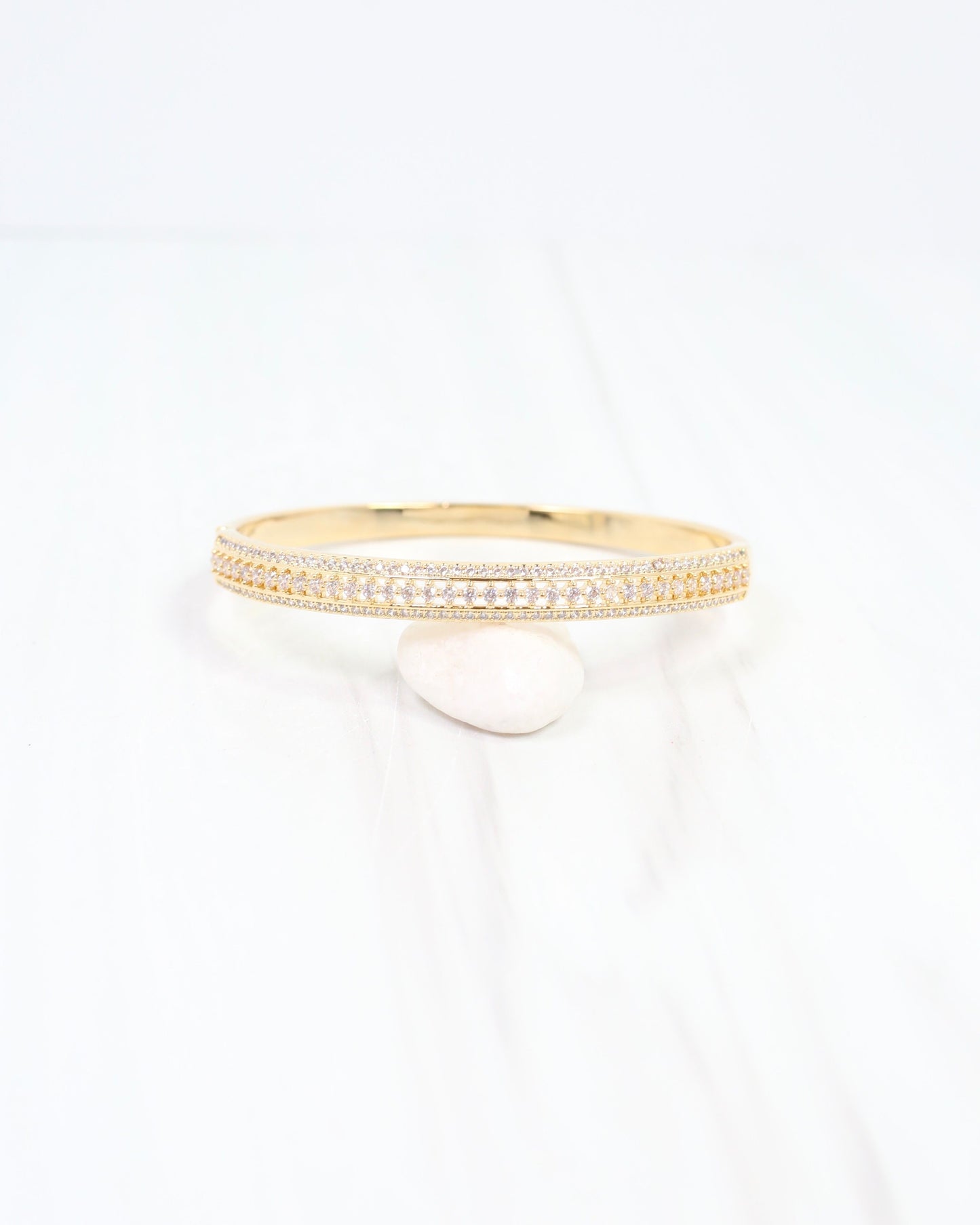 Tiverton CZ Lined Cuff Bracelet WR Gold