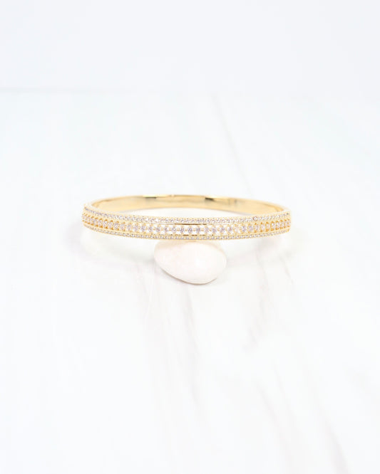 Tiverton CZ Lined Cuff Bracelet WR Gold
