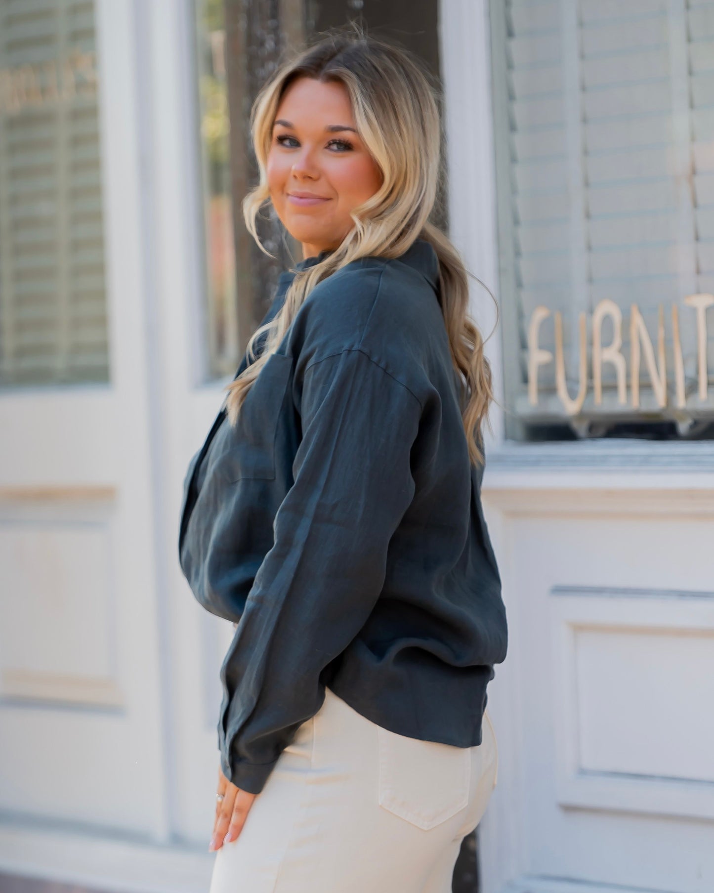 Jackson Linen Blouse - Teal