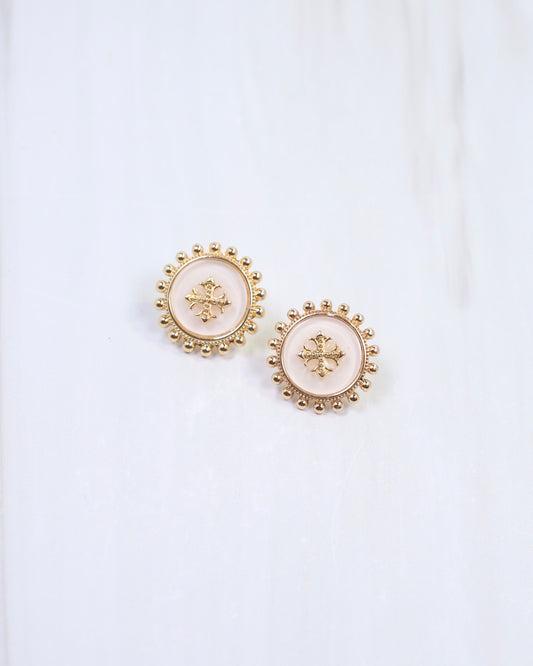 Kempsey Coin Stud Earring White