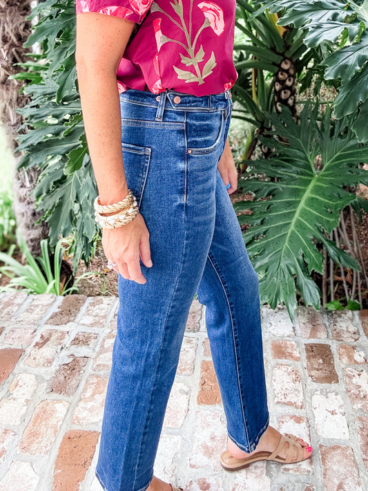 Risen Jeans High Rise Ankle Straight/Waistband