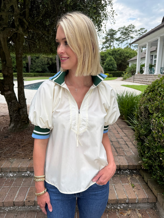 Ryals Zip Up Top- Cream