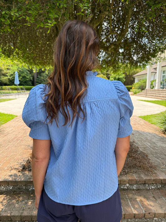 Tradewinds Blue Textured Top