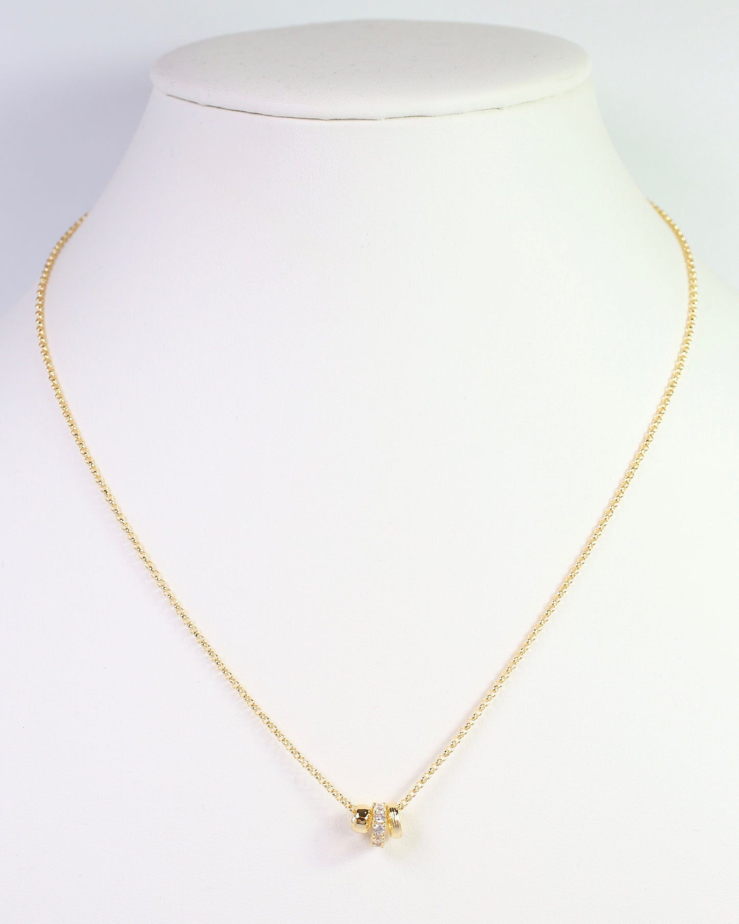Kearney CZ Rondelle Charm Necklace WR Gold