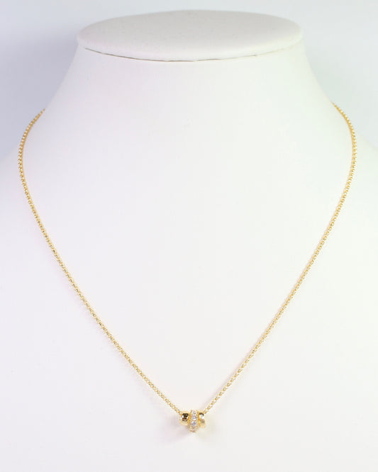 Kearney CZ Rondelle Charm Necklace WR Gold