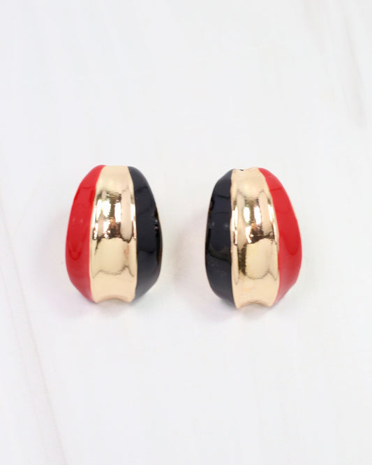 Penney Hoop Earring Red Black