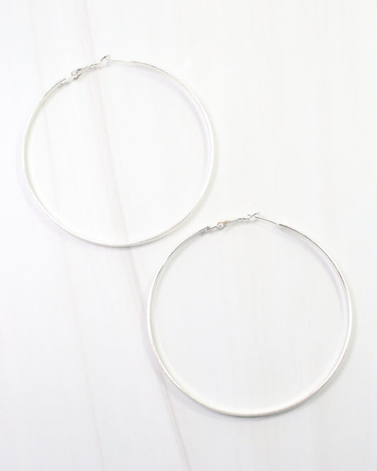 Rugby Latchback Hoop Earring WR Silver