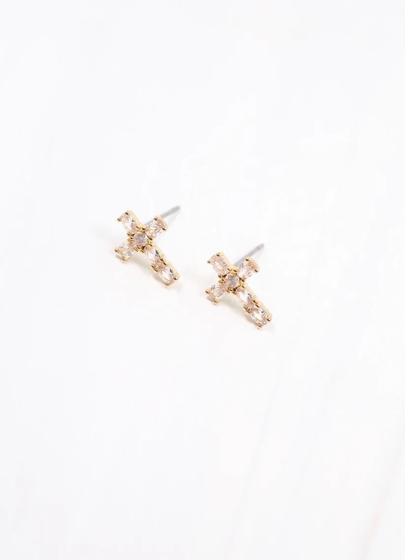 Jedediah CZ Cross Earring GOLD