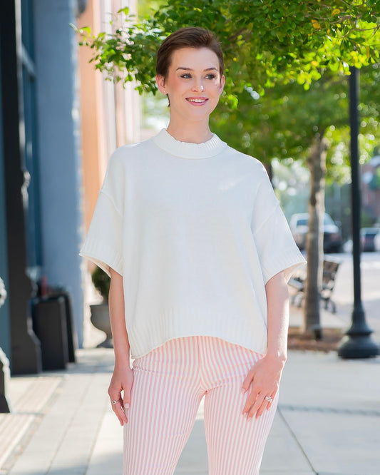 Meadow Short Sleeve Sweater-Off White