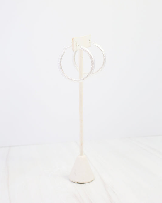 Fort Lee Hammered Hoop Earring WR Matte Silver
