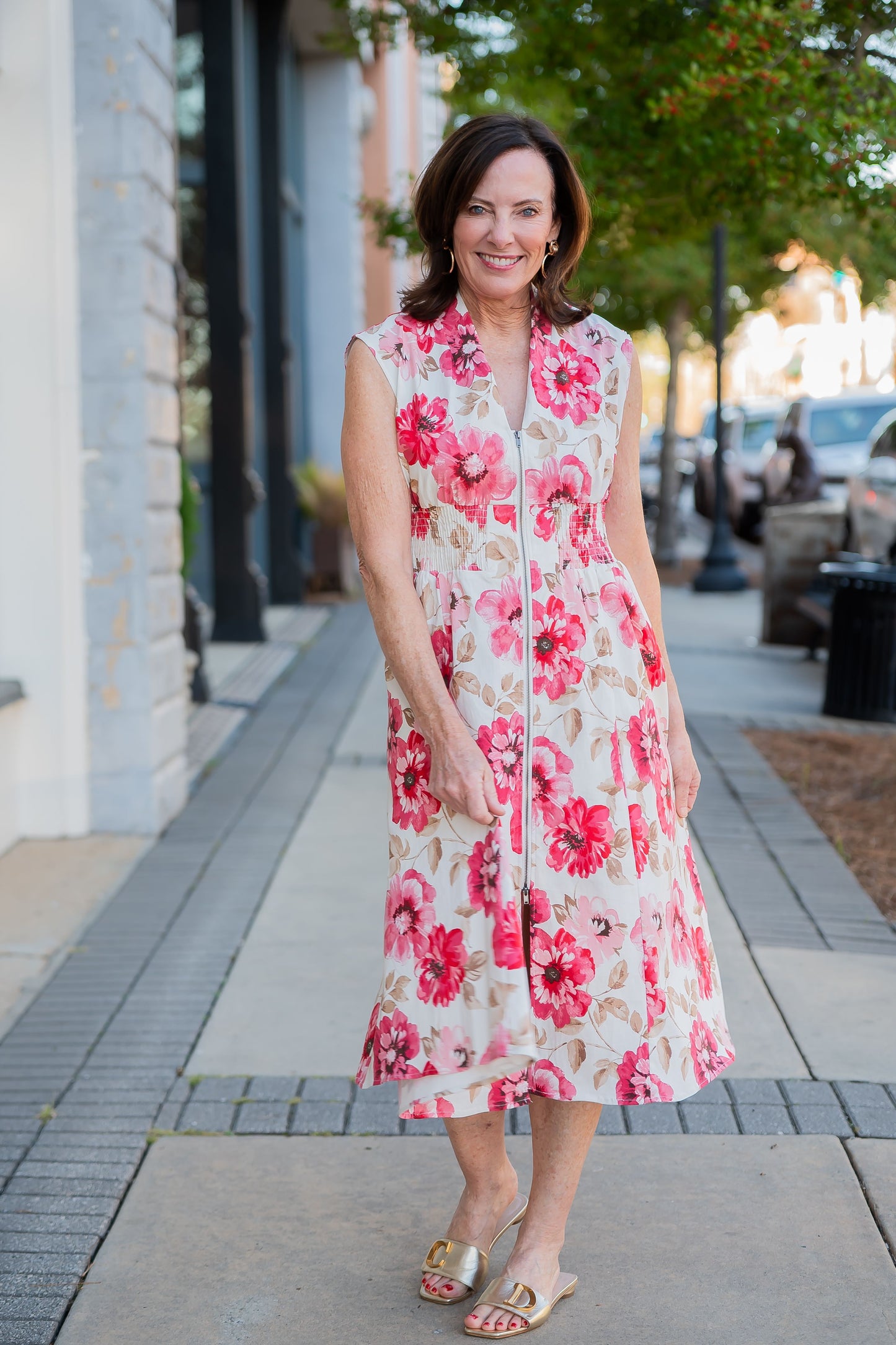 Camille Floral Print Zip Down Dress