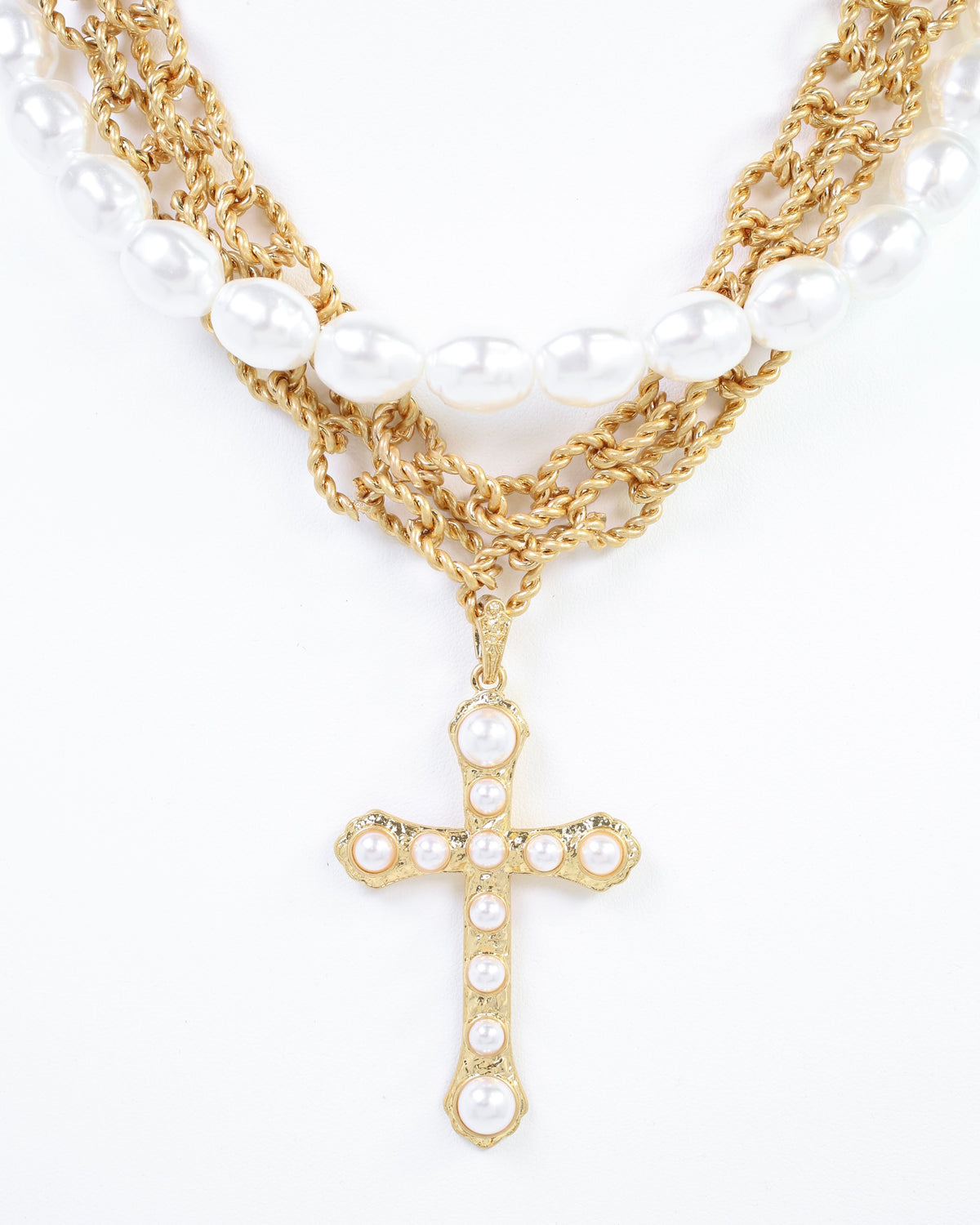 Sahara Pearl Cross Pendant Necklace WRVG