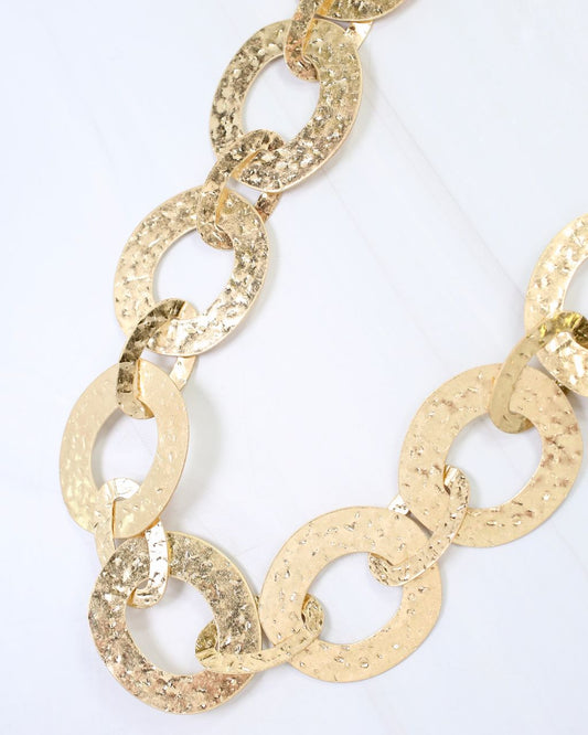 Ellsworth Hammered Long Link Necklace Gold