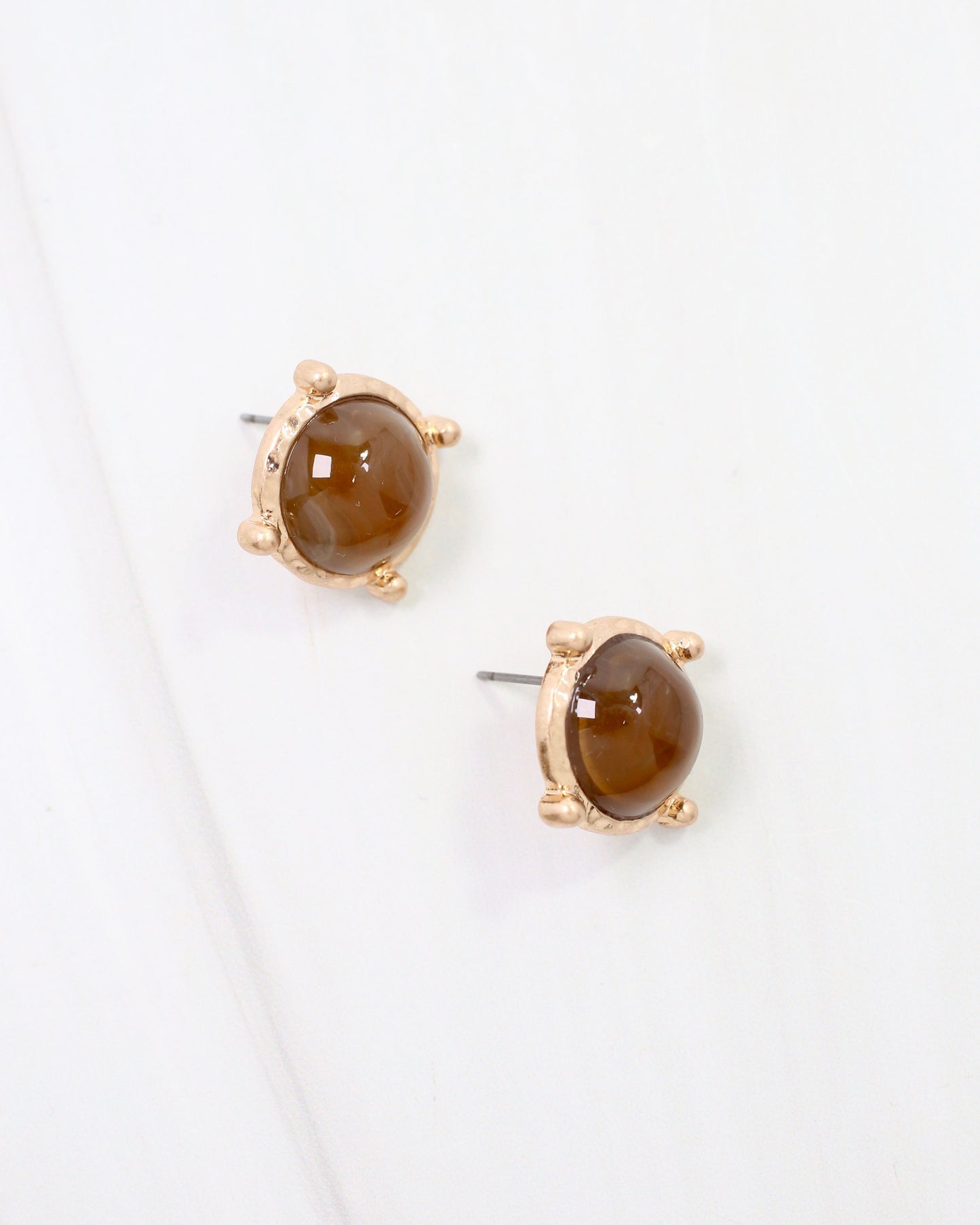 Florissant Round Post Earring Brown