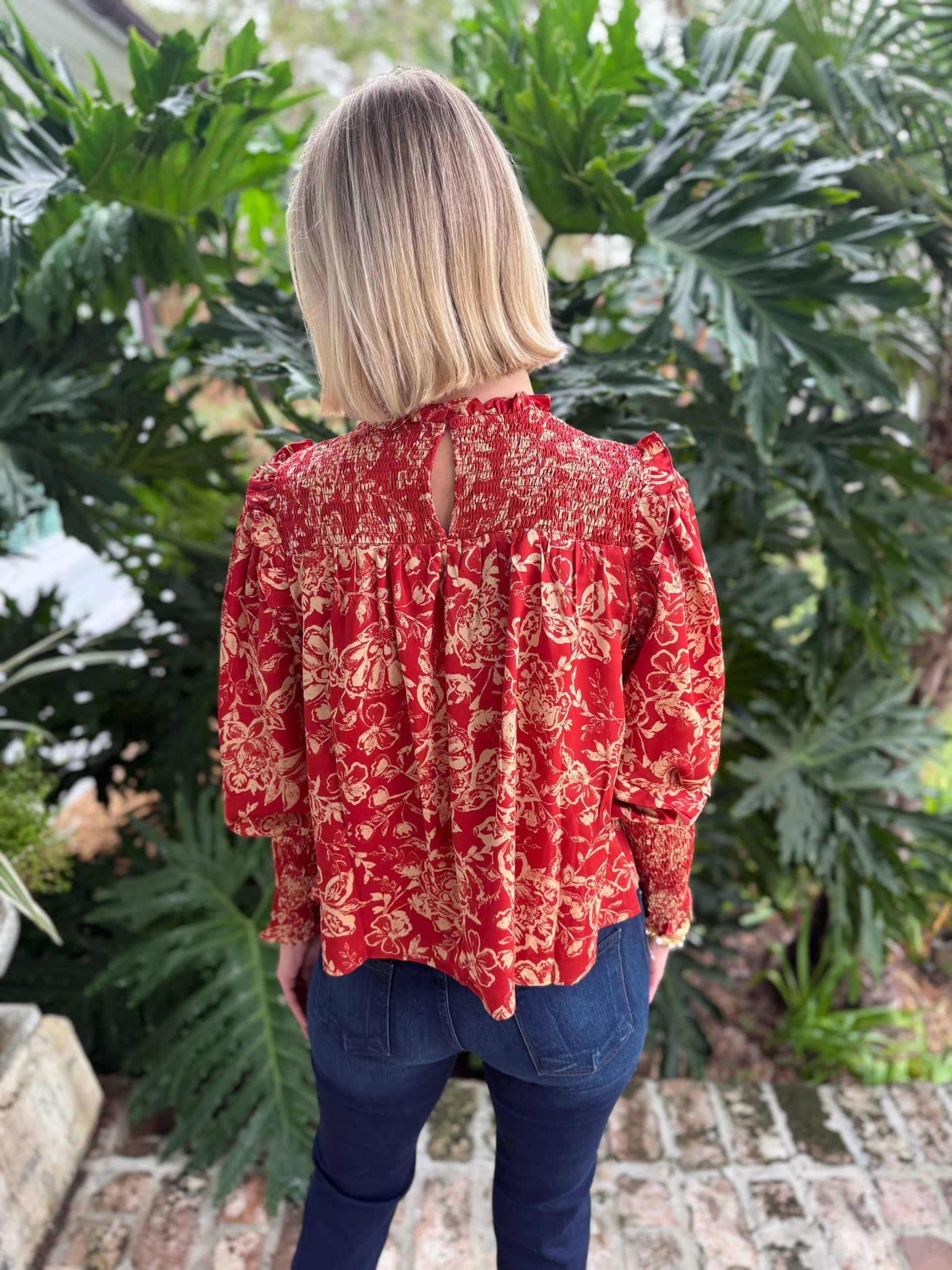 Rest Assured Burgundy Floral Blouse