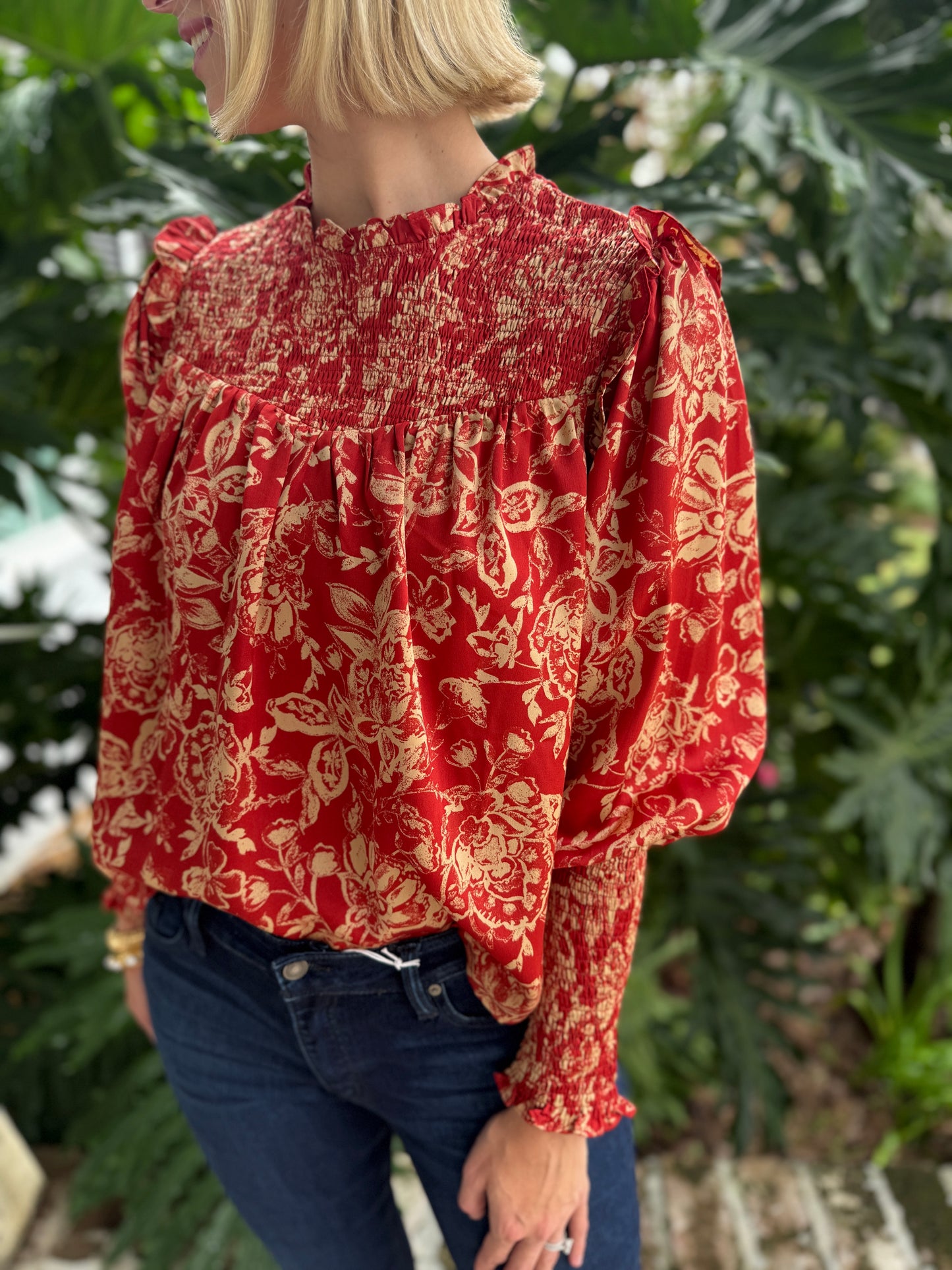 Rest Assured Burgundy Floral Blouse